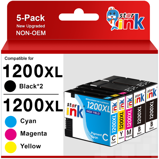 1200XL 1200 Ink cartridges for Canon PGI-1200XL PGI-1200 XL Compatible for Canon MAXIFY MB2320 MB2020 MB2720 MB2120 MB2050 Printer (2 Black, Cyan, Magenta, Yellow, 5-Pack)