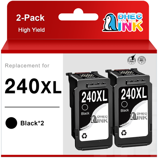 240XL 240 Black Ink Cartridge for Canon Ink 240 XL 240XL PG-240XL for Canon Pixma MG3620 MG3520 MG2220 MX472 MX452 MG3220 Printer (2 Black)