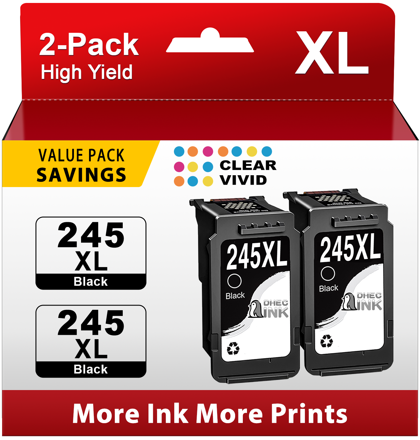 245XL Black Ink Cartridge Compatible for Canon Ink 245 245XL for Canon Ink 243 243XL for Pixma MG2522 TS3122 (2 Black)