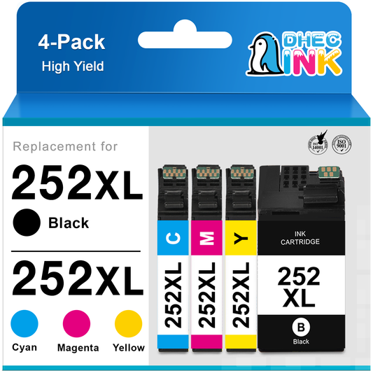252XL Ink Cartridge for Epson Ink 252 XL 252XL T252 T252XL Combo Pack for Epson Workforce WF-7110 WF-7710 WF-7720 WF-3640 WF-3620 Printer(Black, Cyan, Magenta, Yellow 4 Pack)