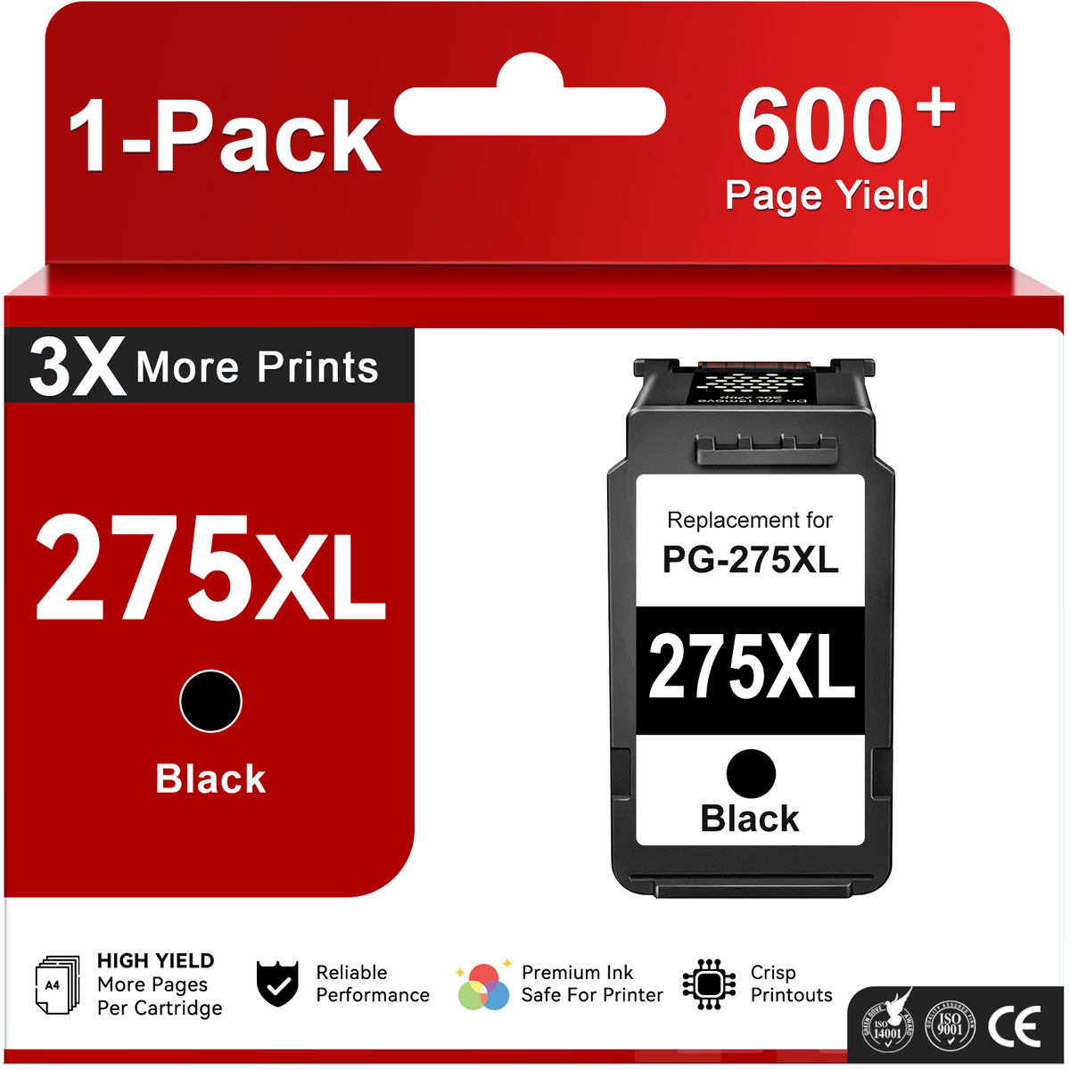 PG 275 Black Ink Cartridge Compatible for Canon 275 Ink for Canon ink 275 275XL for PIXMA TS3522 TS3722 TR4722 (1 Black)
