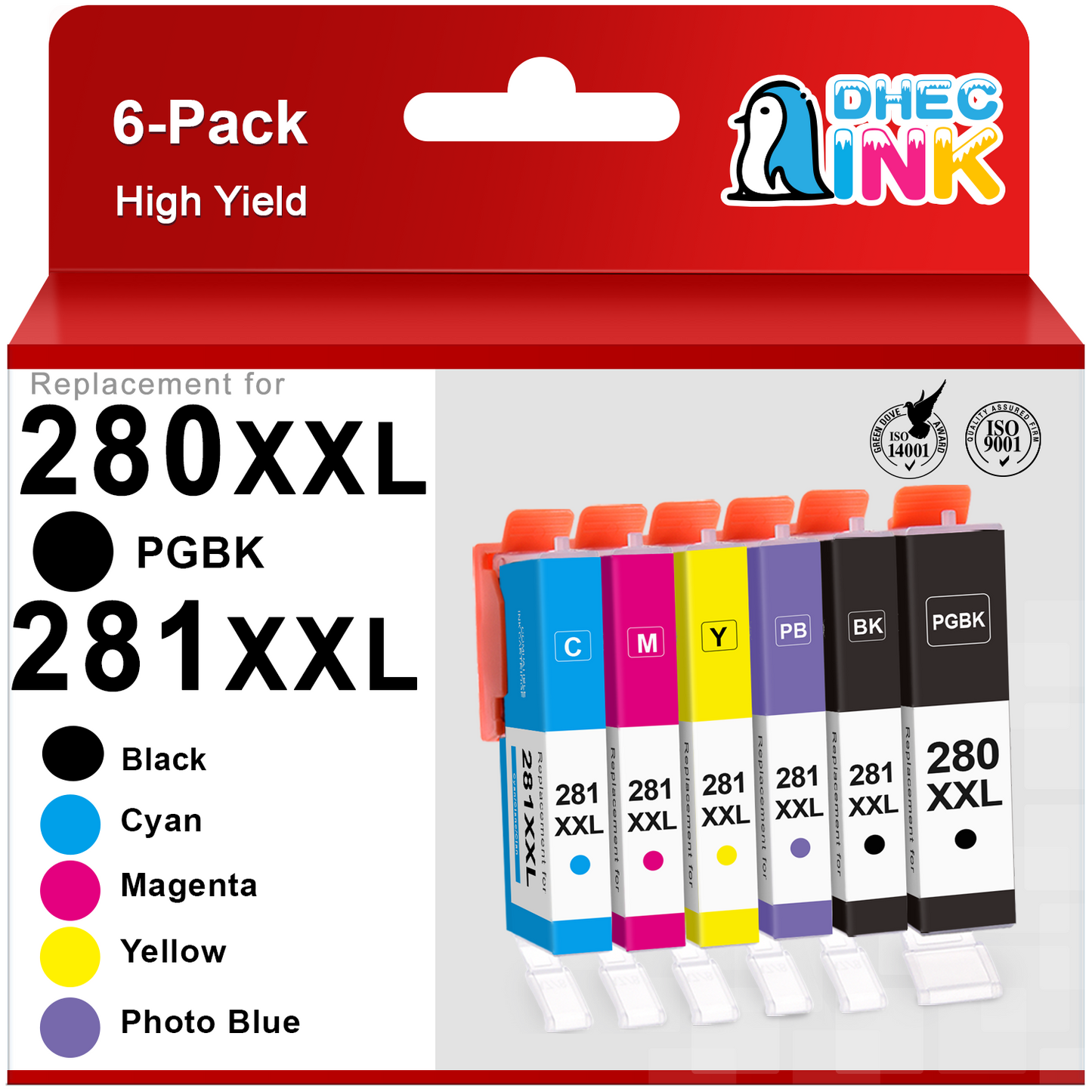280 and 281 Ink Cartridges for Canon PGI-280XXL CLI-281XXL 280XXL 281XXL for Canon Pixma TR8620 TR8520 TS9520 TS8220 TS9120 TS6220 TS6320 Printer (PGBK BK Cyan Magenta Yellow Photo Blue, 6 Pack)
