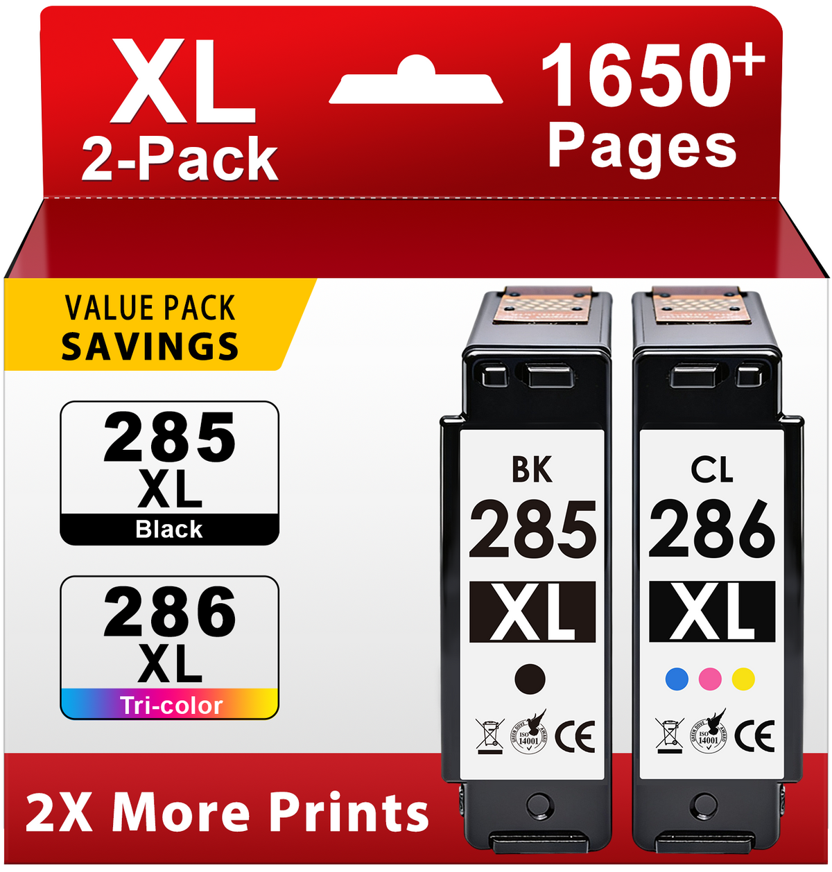 285 286 Ink Compatible for Canon Ink 285 and 286 285XL 286XL for Canon PIXMA TS7720 TR7820 TS7722 Printer 2 Pack