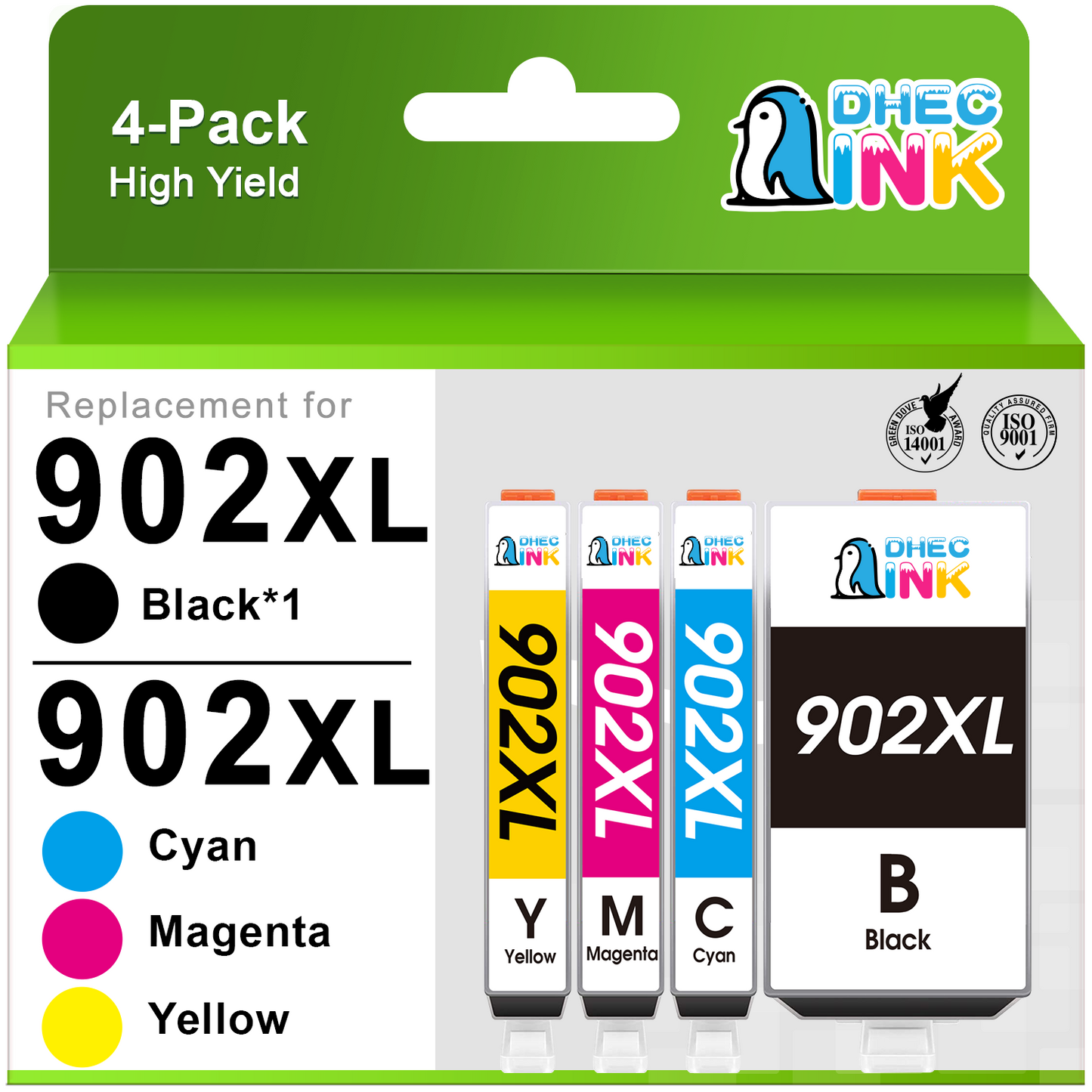 902XL Ink Cartridge for HP Printer Ink 902 902XL 902 XL HP Ink Cartridges Combo Pack for HP Officejet Pro 6978 6968 6970 6960 6958 ( Black,Cyan, Magenta, Yellow, 4 Pack)