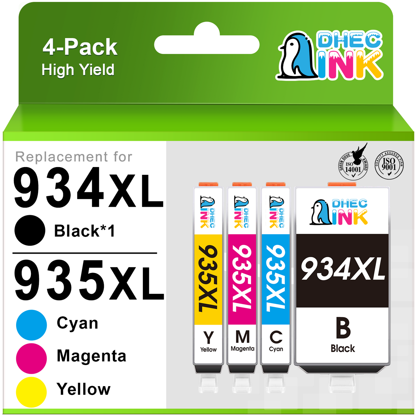934XL 935 Ink Compatible for HP 934 935 XL Ink Cartridges ( Black, Cyan, Magenta, Yellow, 4 Pack)