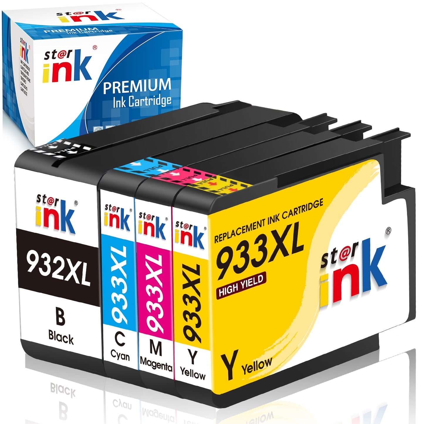 932XL 933XL Ink Cartridge for HP 932 933 XL Ink Cartridge Combo Pack for HP Officejet 6600 6700 7612 7510 Printer(Black,Cyan,Magenta,Yellow, 4-Pack)