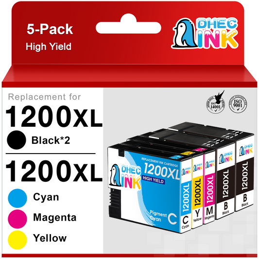 1200XL 1200 Ink cartridges for Canon PGI-1200XL PGI-1200 XL Compatible for Canon MAXIFY MB2320 MB2020 MB2720 MB2120 MB2050 Printer (2 Black, Cyan, Magenta, Yellow, 5-Pack)
