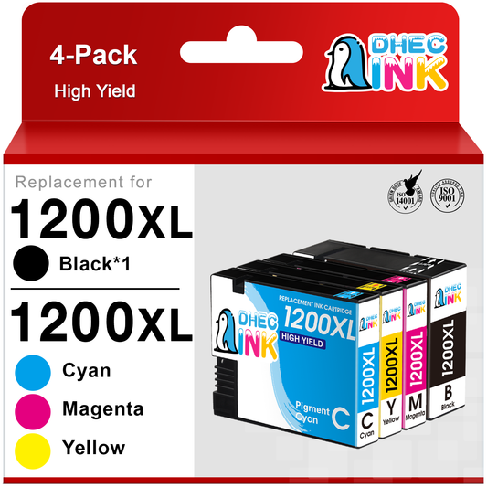 1200XL 1200 Ink cartridges for Canon PGI-1200XL PGI-1200 XL for Canon MAXIFY MB2320 MB2020 MB2720 MB2120 MB2050 Printer (Black, Cyan, Magenta, Yellow, 4-Pack)