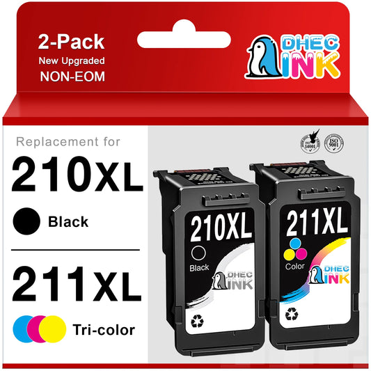 210XL Ink Cartridges for Canon 210XL 211XL Combo Pack for Canon 210 211 Ink Cartridge for PIXMA MP240 MP490 MP495 MP280 MP250 MX410 IP2702 Printer ( Black, Tri-Color)