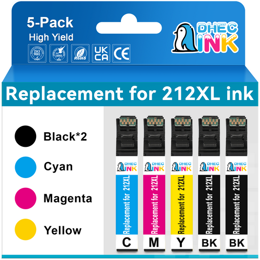 DHECINK 212XL Ink Cartridge Compatible for Epson 212 Ink for Ink 212 212XL for Expression Home XP 4100 Printer