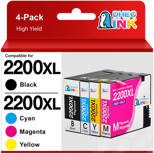 2200XL Ink Cartridges for Canon 2200 PGI-2200XL Ink Cartridge for Canon Maxify MB5420 MB5320 MB5120 MB5020 iB4120 iB4020 Printer ( Black, Cyan, Magenta, Yellow, 4 Pack)