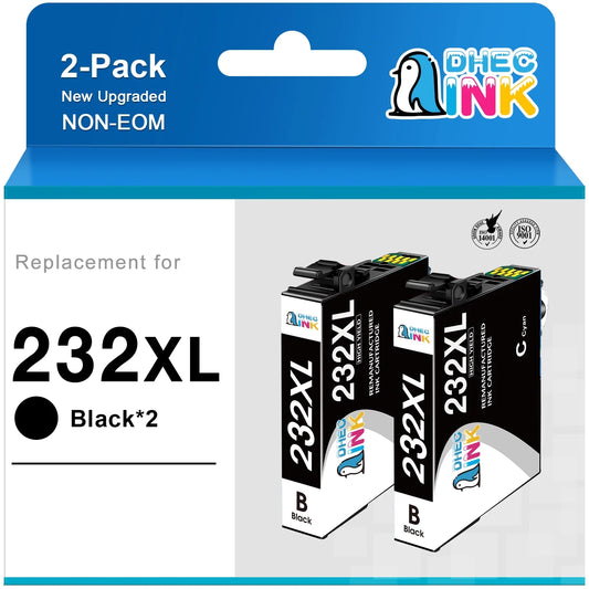 232XL Ink Cartridges for Epson Ink 232 XL 232XL T232 T232XL Black Ink Cartridge for Epson XP-4200 XP-4205 WF-2930 WF-2950 Printer (2 Black)