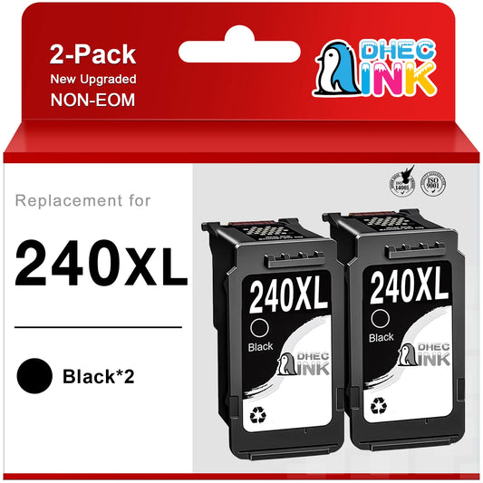 240XL 240 Black Ink Cartridge for Canon Ink 240 XL 240XL PG-240XL for Canon Pixma MG3620 MG3520 MG2220 MX472 MX452 MG3220 Printer (2 Black)