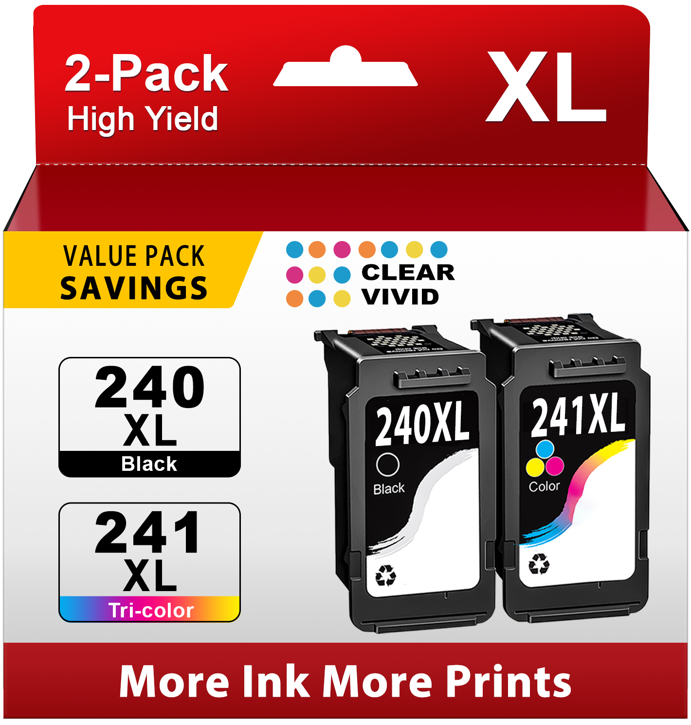 240XL 241XL Ink Cartridge Compatible for Canon Ink 240 and 241 for Canon Ink 240 for Canon 240XL and 241XL (2 Pack)