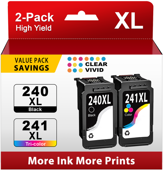 240XL 241XL Ink Cartridge Compatible for Canon Ink 240 and 241 for Canon Ink 240 for Canon 240XL and 241XL (2 Pack)