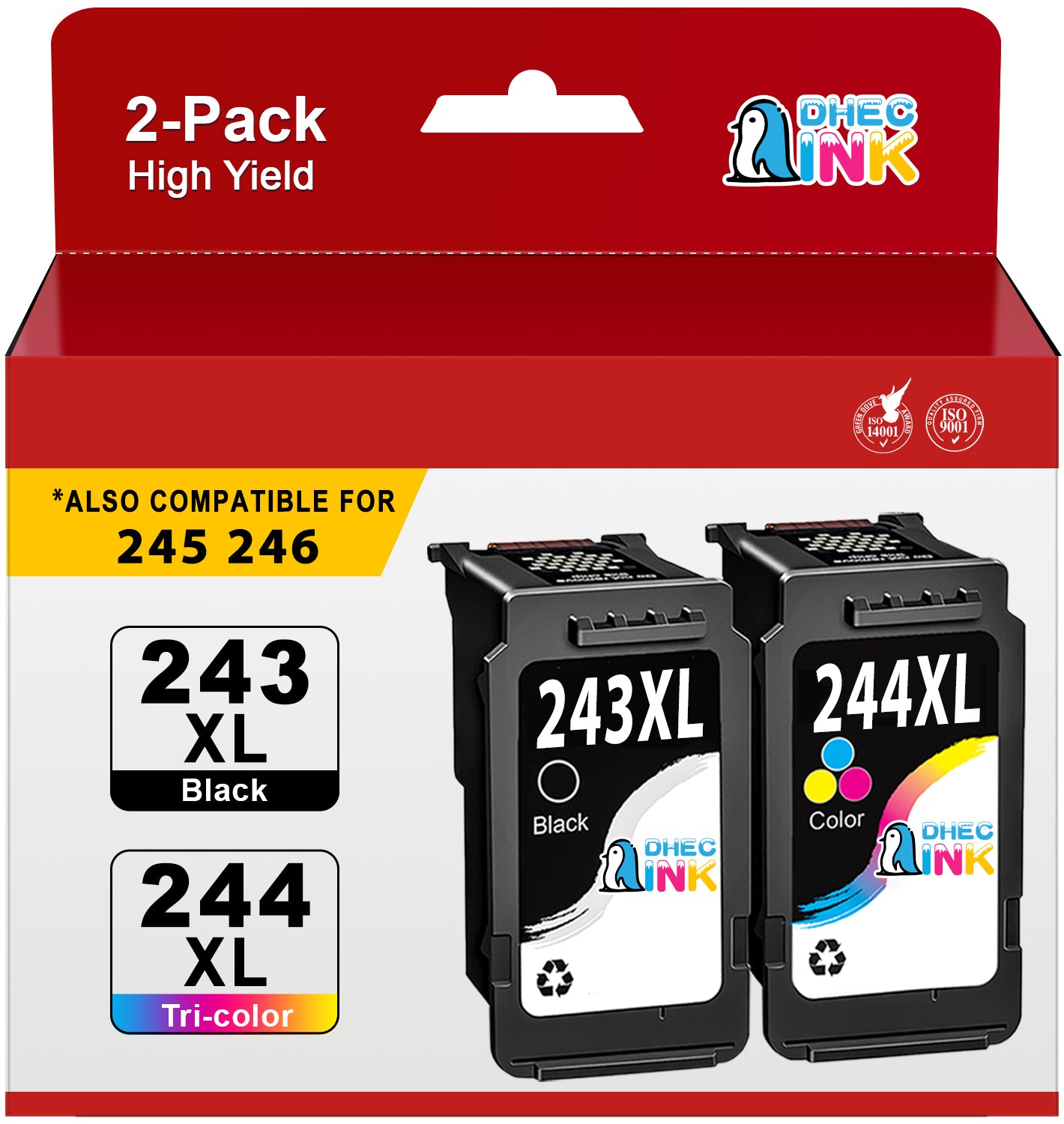 243 244 Ink Cartridges for Canon Ink 245 and 246 243 and 244 Combo for PG 243 Black Ink ( 2 Pack)