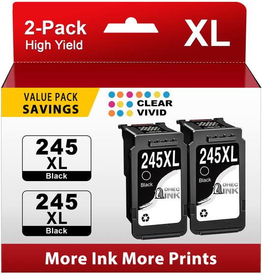 245XL Black Ink Cartridge Compatible for Canon Ink 245 245XL for Canon Ink 243 243XL for Pixma MG2522 TS3122 (2 Black)