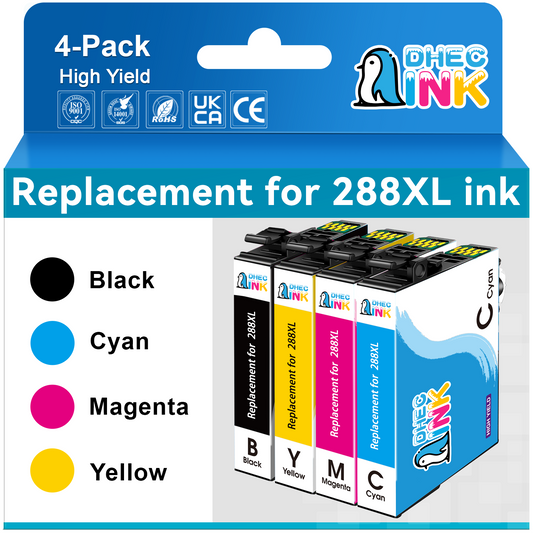 288 Ink Replacement for Epson Ink 288 288XL Ink Cartridges Combo Pack (Black Cyan Magenta Yellow)