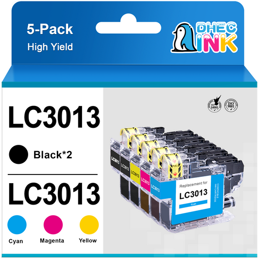 LC3013 Ink Replacement for Brother Ink Cartridge LC3013 LC3011 LC-3013 LC-3011 for Brother MFC-J491DW MFC-J497DW MFC-J895DW MFC-J690DW Printer (2 Black, 1 Cyan, 1 Magenta, 1 Yellow, 5 Pack)