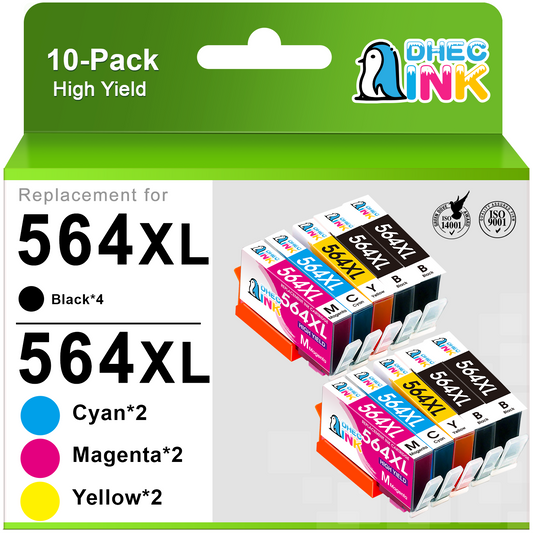 564XL Ink for HP 564 Ink Cartridge for Printers HP Photosmart 5510 6520 5520 6510 Deskjet 3520 3522 (4 Black 2 Cyan 2 Magenta 2 Yellow, 10 Pack)