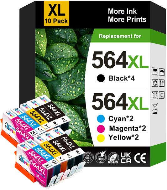 564XL Ink Compatible for HP 564 Ink Cartridges for Printers for HP Ink 564 for Photosmart 5520 6520 Ink (10 Pack)