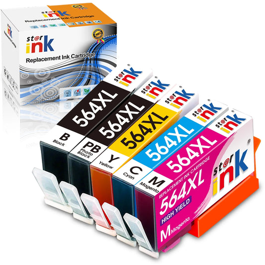 564XL 564 Ink Cartridges for HP 564XL Printer Ink Cartridges Combo Pack for Printers HP Photosmart 5510 6520 5520 6510 Deskjet 3520 3522 (Black, Photot Black, Cyan, Magenta, Yellow, 5 Pack)