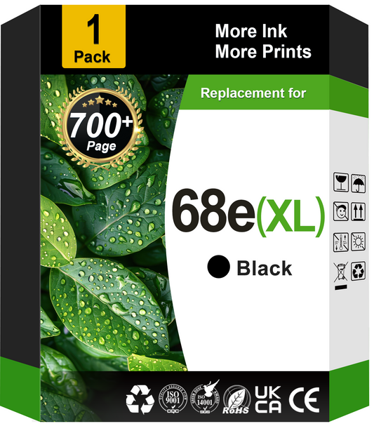 68 Ink Cartridge Compatible for HP 68e Black Ink Cartridge for HP Ink 68 for Envy 6155e 6555e 6152e 6552e 6120e 6132e Printer (1 Black)