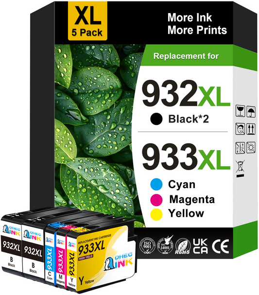 932XL 933XL Ink Compatible for HP 932 933 XL Ink Cartridge for HP Officejet 6600 6700 Printer, 5-Pack