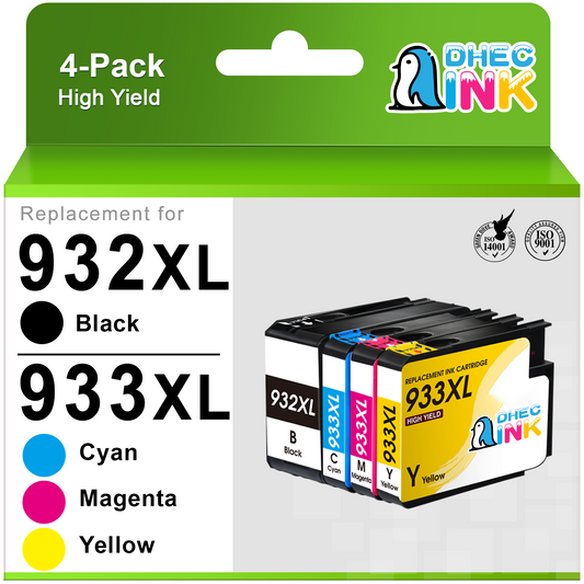 932XL 933XL Ink Cartridge Compatible for 932 933 Ink Cartridge for Officejet 6600 6700 7612 Printer（4 Pack)