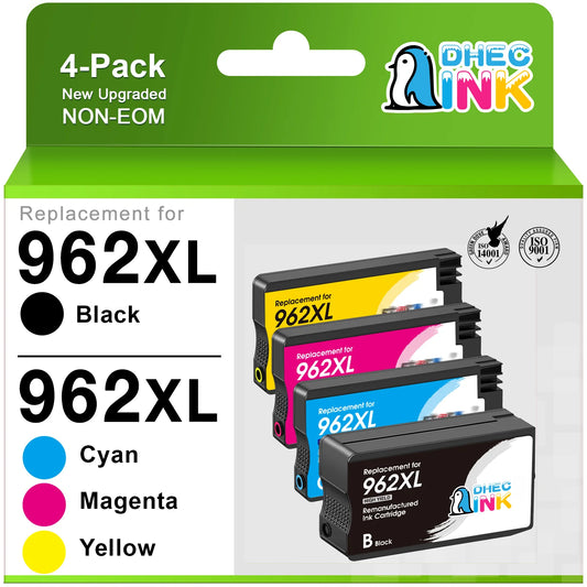 962XL Ink Cartridge for HP 962 XL HP962XL 4 Pack Ink Cartridge Combo Pack for HP Officejet Pro 9010 9025 9015 9018 9020 9022 Printer(Black Cyan Magenta Yellow)