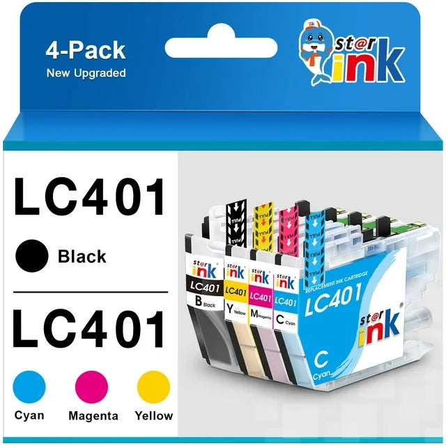 LC401 Ink Cartridges Compatible for Brother LC401 LC401XL Ink Cartridges for Brother MFC-J1010DW MFC-J1012DW MFC-J1170DW Printer ( Black, Cyan, Magenta, Yellow, 4 Pack)