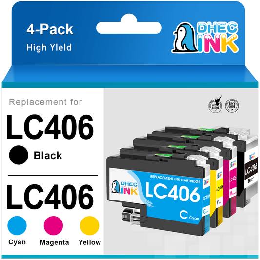 LC406 Ink for Brother LC406 Ink Cartridge for MFC-J4335DW Printer (Black Cyan Magenta Yellow, 4 Pack)