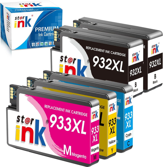 932XL 933XL Ink Cartridge for HP 932 933 XL Ink Cartridge Combo Pack for HP Officejet 6600 6700 7612 7510 Printer（ 2 Black,Cyan,Magenta,Yellow, 5-Pack)