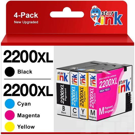 2200XL Ink Cartridges for Canon 2200 PGI-2200XL Ink Cartridge for Canon Maxify MB5420 MB5320 MB5120 MB5020 iB4120 iB4020 Printer ( Black, Cyan, Magenta, Yellow, 4 Pack)