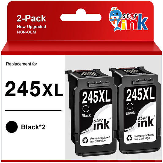 245XL Ink Cartridge for Canon 245 XL 245XL PG-243 Black Ink Cartridge for Canon Pixma  MG2522 TR4520 MX492 MX490 TS3122 TS3322 MG2525 Printer (2 Black)