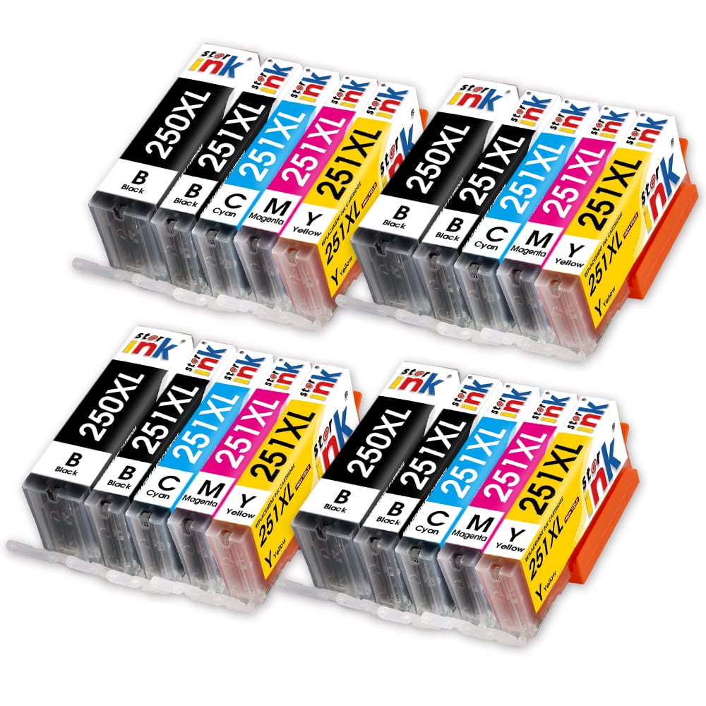 250XL 251XL Ink Cartridge for Canon Ink 250 and 251 PGI250XL 251XL PGI-250XL Printer Ink for PIXMA IP8720 MG5520 MG6620 Printer(4 PGBK 4 small Black 4 Cyan 4 Magenta 4 Yellow, 20 Pack£©