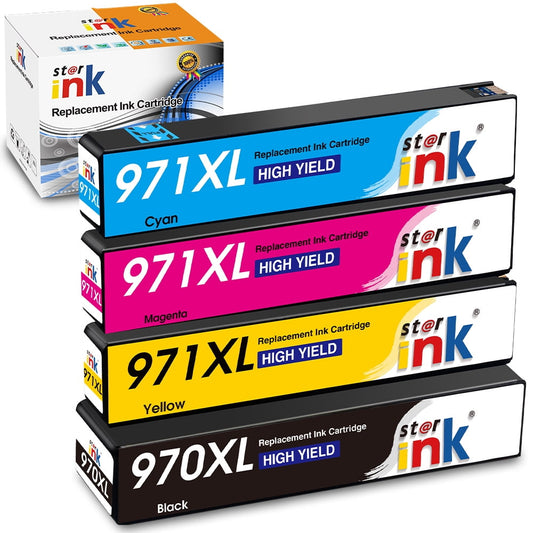 970XL 971XL Ink cartridges for HP 970 971 XL 970XL 971XL for HP Officejet Pro X576dw X451dn X451dw X476dw X476dn X551dw Printer (Black, Cyan, Magenta, Yellow, 4 Pack )