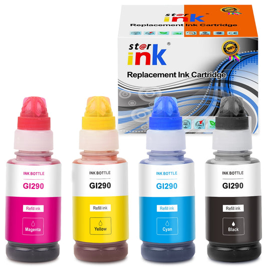 GI290 Ink for Canon GI-290 GI290 Refill Ink Bottle Kit for Canon PIXMA G4200 G3200 G4210 G2200 G1200 Printer ( Black Cyan Magenta Yellow, 4 Pack)