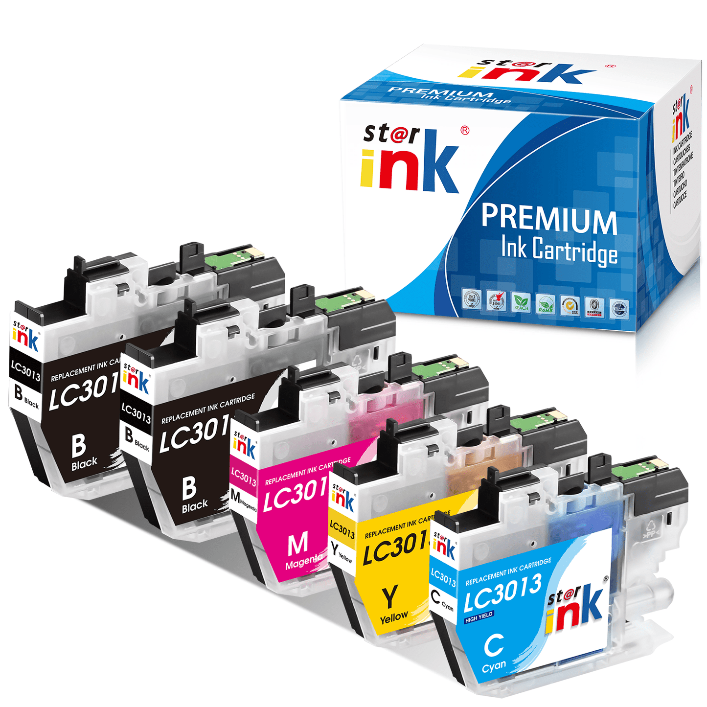 LC3013 Ink Replacement for Brother Ink Cartridge LC3013 LC3011 LC-3013 LC-3011 for Brother MFC-J491DW MFC-J497DW MFC-J895DW MFC-J690DW Printer (2 Black, 1 Cyan, 1 Magenta, 1 Yellow, 5 Pack)