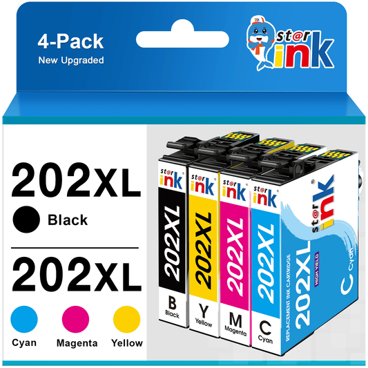 202XL Ink Cartridges for Epson Ink 202 XL 202XL T202XL T202 for Epson Workforce WF-2860 Expression Home XP-5100 Printer ( Black, Cyan, Magenta, Yellow, 4 Pack)